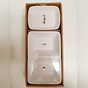 Office Envy Set of 2 Trinket Dishes "Drop It / Paperclip- Pushpin" New